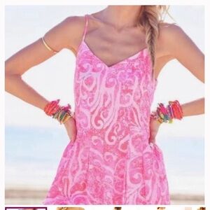 Lilly Pulitzer Pink and White Mini Dress Romper Kyla Pink Pout